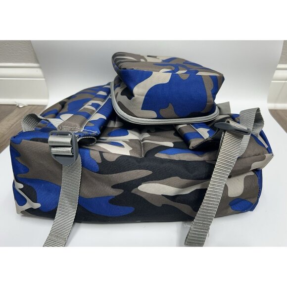 LL Bean Backpack Book Pack Lunchbox SET School Travel Bag Blue Camouflage - Picture 6 of 9